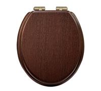 Heritage Soft Close Toilet Seat With Brushed Brass Hinges - Walnut