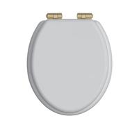 Heritage Soft Close Toilet Seat With Brushed Brass Hinges - White Gloss