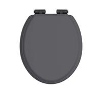 Heritage Soft Close Toilet Seat With Matt Black Hinges - Graphite