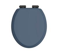 Heritage Soft Close Toilet Seat With Matt Black Hinges - Maritime Blue