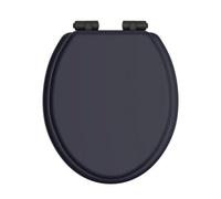 Heritage Soft Close Toilet Seat With Matt Black Hinges - Midnight Blue