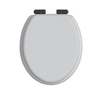 Heritage Soft Close Toilet Seat With Matt Black Hinges - White Gloss