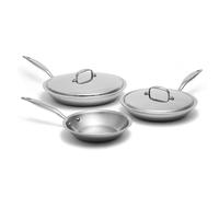 Heritage Steel 5 Piece Fry Pan Set | Made In USA | Titanium Series | 316Ti Skillet with Stay Cool Handle | Fully Clad Stainless Steel Pan with 5-Ply Construction | Induction Ready & Non Toxic