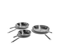 Heritage Steel Eater Series 3 Piece Fry Pan Set | Made in USA | 5-Ply Fully Clad Stainless Steel Pan | Stay Cool Handle Design | Induction Ready & Non-Toxic Pan