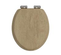 Heritage Oak Toilet Seat with Soft Close Brushed Nickel Hinges