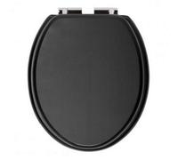 Heritage Toilet Seat With Soft Close Chrome Hinges in Black Heritage Black