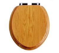 Heritage Toilet Seat With Soft Close Chrome Hinges in Light Oak Heritage Light Oak