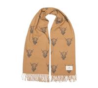 Heritage Traditions Heilan Coo Multi Super Soft Scarf, Highland Cow Scarf (Camel/Grey)