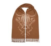 Heritage Traditions Heilan Coo Super Soft Scarf, Highland Cow Gift, Highland Cow Scarf, Scottish Cow (Mushroom)