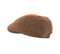 Heritage Traditions Herringbone Tweed Panel Flat Cap - Brown Tweed