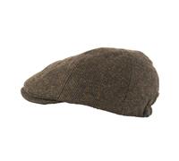 Heritage Traditions Herringbone Tweed Panel Flat Cap - Green Twill