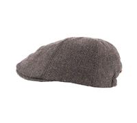 Heritage Traditions Herringbone Tweed Panel Flat Cap - Grey Herringbone