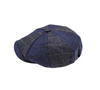 Heritage Traditions Mens Wool Tweed Panel Peak Newsboy Cap Hat (Navy Multi)
