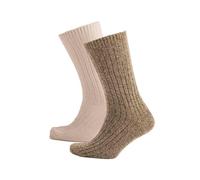 Heritage Traditions Merino Wool Mix Walking Sock - 2 Pack - Cream and Stone Marl
