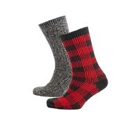 Heritage Traditions Merino Wool Mix Walking Sock - 2 Pack - Red Box Check and Grey Marl