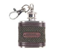 Heritage Traditions Tweed 1oz Hip Flask - Green Herringbone
