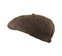 Heritage Traditions Wool Blue Tweed Panel Peak Newsboy Cap, Tweed Hat (Brown Herringbone)