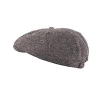 Heritage Traditions Wool Blue Tweed Panel Peak Newsboy Cap, Tweed Hat (Grey)