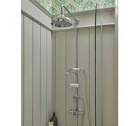 Heritage Trinity Exposed 2-Control Thermostatic Chrome Lever Shower Riser With Drench Head/handset Lifetime Guarantee