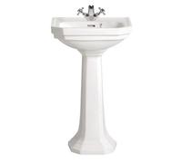Heritage Upperton Gloss White D-Shaped Wall-Mounted Cloakroom Basin (H)81Cm (W)49Cm
