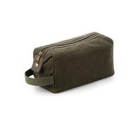 Heritage Washed Leather Accents Toiletry Bag Quadra Dark Olive One Size