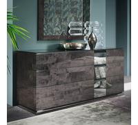 Heritage Wide Chest - 3 Drawer - with Mirrored Accent - Dark Velvet Birch High Gloss