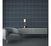 Heritage Wood 3D Effect Panel Wallpaper Blue Wooden Panel