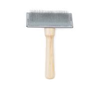 Ancol Heritage Wood Handle Soft Slicker Dog Brush Puppy Pet Grooming Tool Light Brown Wired Bristles Removes Dead Hair Tangles Promotes Glossy Coat Wooden Handle Medium