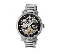 HERITOR Automatic Aries Skeleton Bracelet Watch with Dual Time and Moon Phase - Silver/Black