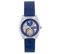 HERITOR Daxton Automatic Watch for Men - 43mm Men's Watch with Jeweled Automatic Movement, 316L Stainless Steel Case, Genuine Leather Strap, Blue, HERHS3003