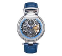 Heritor Automatic Men's Lincoln Leather-Band Skeleton Watch with Moon Phase in Blue Heritor Automatic Blue One Size
