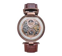 Heritor Automatic Men's Lincoln Leather-Band Skeleton Watch with Moon Phase in Brown Heritor Automatic Brown One Size