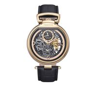 Heritor Automatic Men's Lincoln Leather-Band Skeleton Watch with Moon Phase in Gold Heritor Automatic Gold One Size