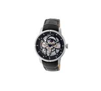 HERITOR Automatic Ryder Leather-Band Skeleton Watch - Silver/Black