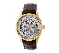 HERITOR Automatic Ryder Leather-Band Skeleton Watch - Gold/Silver