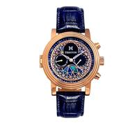 HERITOR Legacy Automatic Blue Genuine Leather Rose Gold Men's Watch with Date HERHR9705