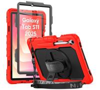 Herize Case Compatible with Tab S11 11 inch for Kids | Samsung Galaxy S11 Cover 2025 with Screen Protector | Three-Layer Silicone Shockproof Rugged Protective Case W/Hand Grip Shoulder Strap | Red