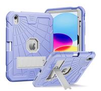 Herize iPad Case 10th Generation 2022 with Built-in Pencil Holder | 10.9 Inch iPad 10 Gen Silicone Bumper Stand Case for Kids | Purple