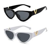 HERJOUR Sunglasses for Men and Women 90s Retro Trendy Y2K Classic Vintage Shades AR82162 Black/Black/White/Black, Medium, White, Black, White, Black, M
