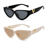 HERJOUR Sunglasses for Men and Women 90s Retro Trendy Y2K Classic Vintage Shades AR82162 Black/Black+Beige M Beige Black Beige M