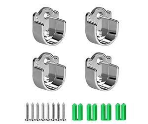 HERKINDNESS 4PCS U Shaped Wardrobe Rail Bracket, Zinc Alloy Wardrobe Rail Bracket, Wardrobes Pole Brackets For Closet Shower Curtain Rod 25cm