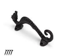 HERKINDNESS Black Kitchen Door Handles, 170mm Vintage Cast Iron Shed Door Handles, Seahorse Shaped Barn Door Handle, for Furniture Doors, Windows, Cabinets, Garden Doors and More