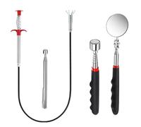 HERKINDNESS Extendable Magnetic Rod, Claw Gripper Magnetic Telescopic Magnet, Telescopic Mirror, Flexible and Retractable, for Picking up Tools, Repair, Inspection
