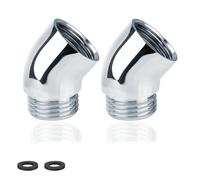 HERKINDNESS Shower Head Adapter, 2 Pcs 130 Degree Shower Adapter with 2 Seals, Silver Shower Hose Connector Made of Copper, for Connection to Removable Shower Arm