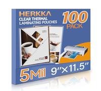 HERKKA 100 Pack Laminating Sheets, Holds 8.5 x 11 Inch Sheets, 5Mil Clear Thermal Laminating Pouches 9 x 11.5 Inch Lamination Sheet Paper for Laminator, Round Corner Letter Size