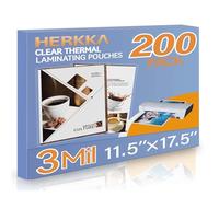 HERKKA 200 Pack Laminating Sheets, Hold 11 x 17 Inch Sheet, 3 Mil Clear Thermal Laminating Pouches 11.5 x 17.5 inch Lamination Sheet Paper for Laminator, Round Corner