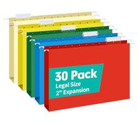 HERKKA Extra Capacity Legal Size Hanging File Folders, 30 Pack Reinforced Legal Size Hanging Folders with Heavy Duty 2 Inch Expansion, Designed for Bulky Files, Medical Charts, Assorted Colors