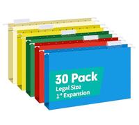 HERKKA Extra Capacity Legal Size Hanging File Folders, 30 Pack Reinforced Legal Size Hanging Folders with Heavy Duty 1 Inch Expansion, Designed for Bulky Files, Medical Charts, Assorted Colors
