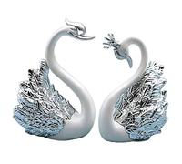 Herklotzn 2 Pieces Swan Ornaments Figures, Swan Cake Decoration, Car Figures Decoration, for Weddings Home B
