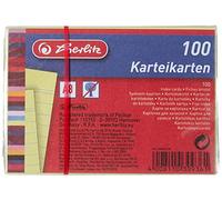 Herlitz 10836328 Index Cards Lined Yellow Pack of 100, Giallo, A8 liniert